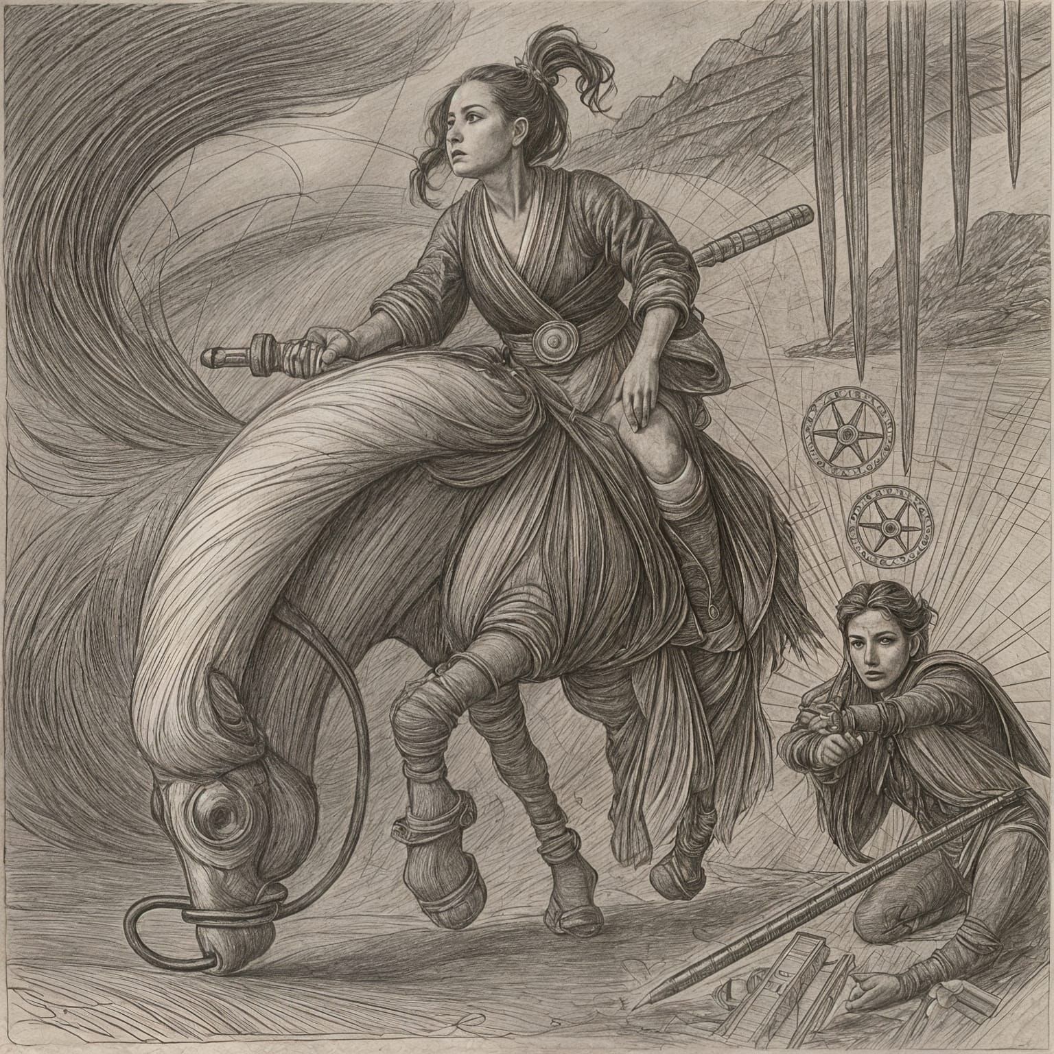 Pencil Sketch of Radial Balance and Aerial Perspective