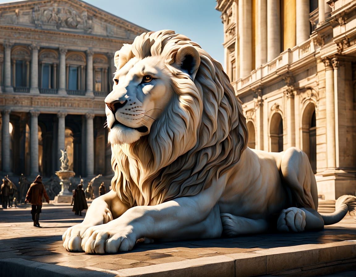 Majestic White Lion Reigns in St. Peter's Square, in Epic Di...