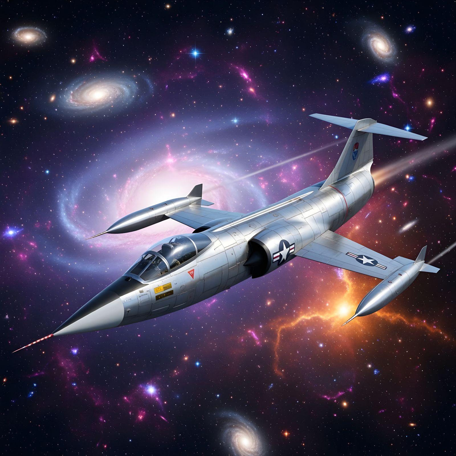 F-104 Starfighter Against Galactic Nebula