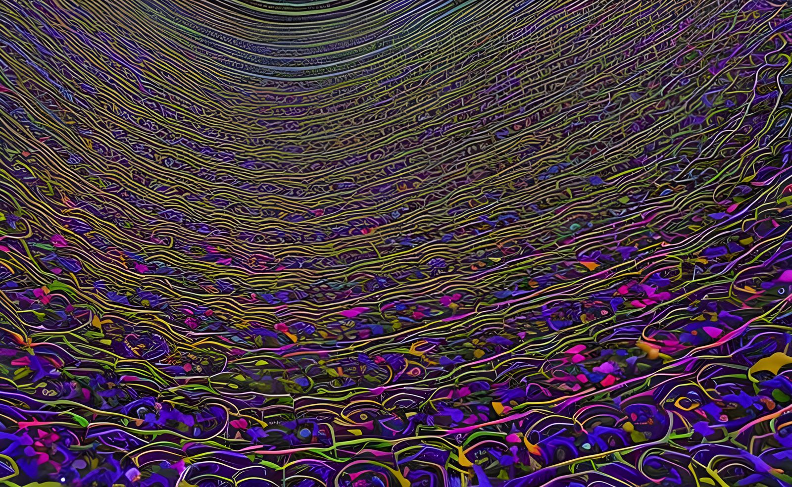 Mystical Multicolored Labyrinth with Glowing Flora