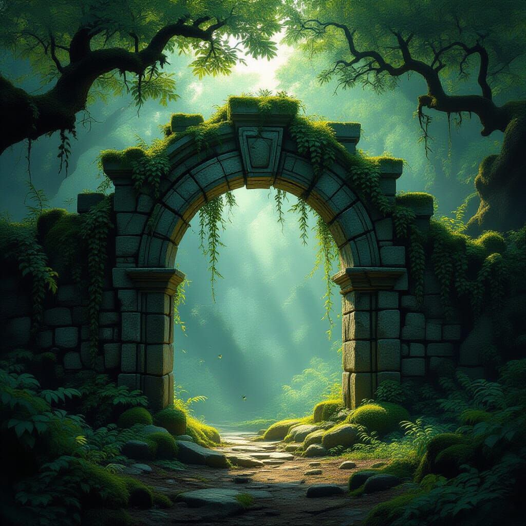 Ancient Mossy Archway: Gateway to a Forgotten Realm
