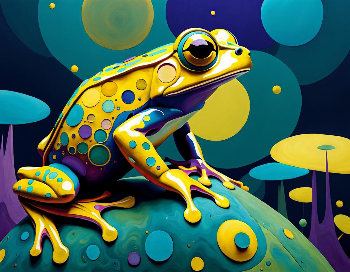 Psychedelic Frog in Geometric Surrealism Style