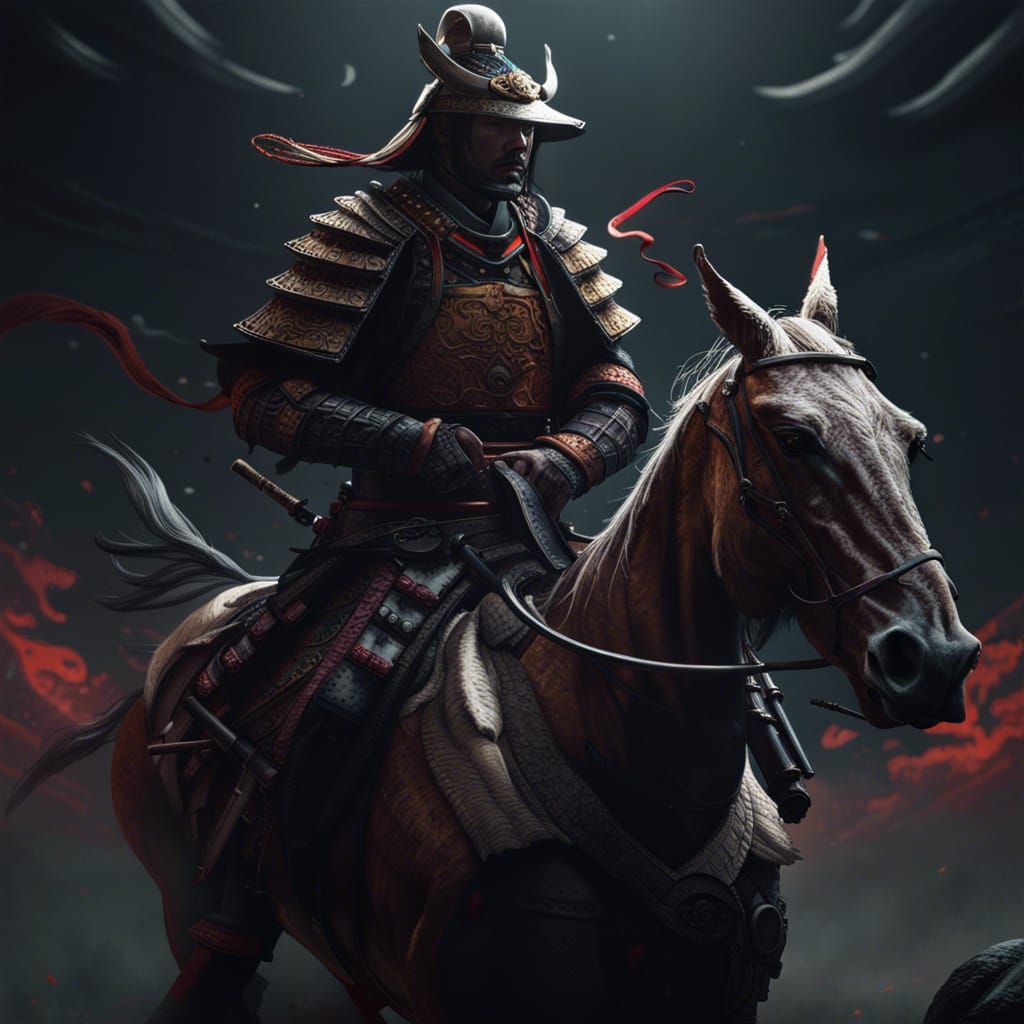 Samurai on Horseback: Dark Fantasy Concept Art