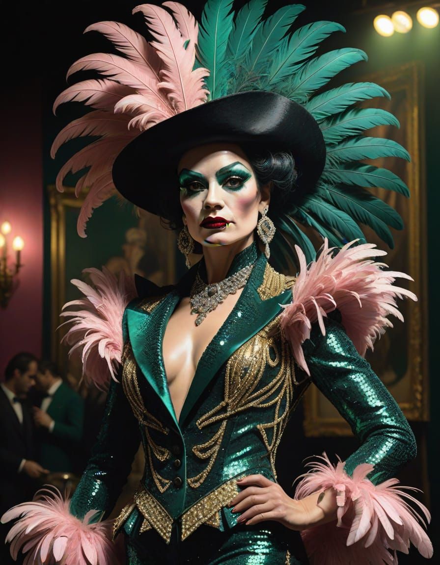 Cabaret Drag Queen in Goya-esque Chiaroscuro