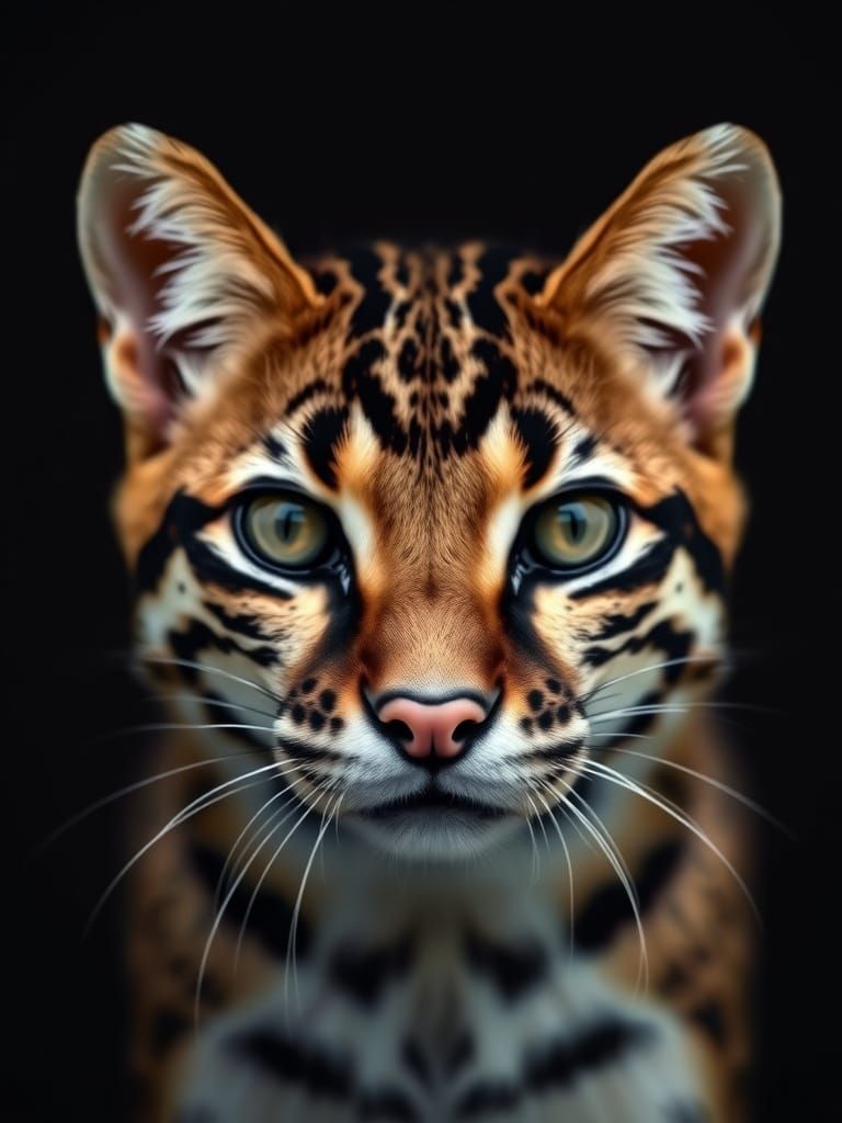 Exotic Ocelot Portrait in Intimate Close-up