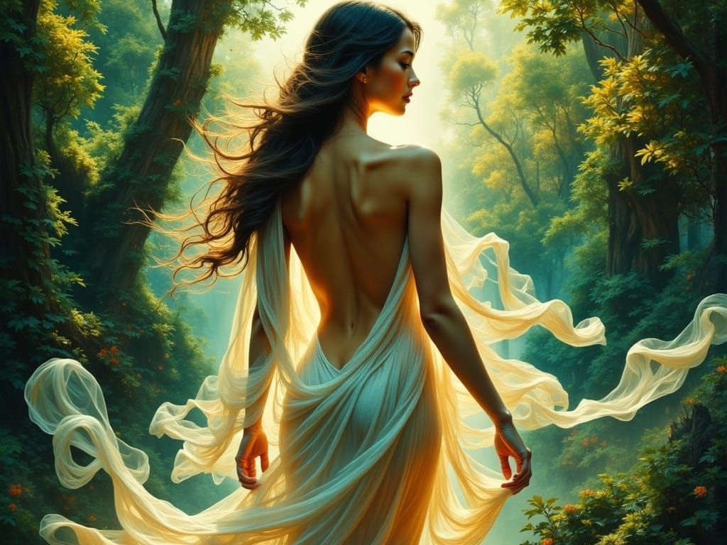 Ethereal Woman in Golden Light