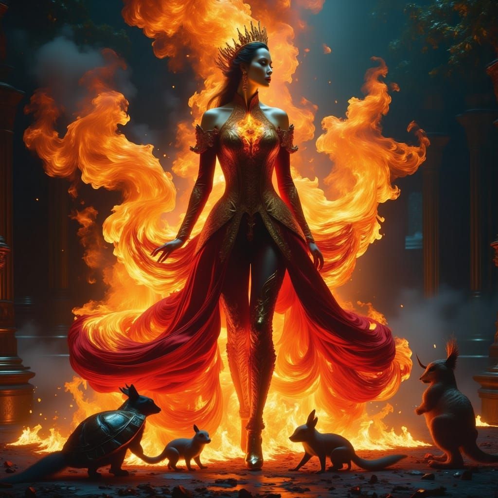 Flame-Crafted Centaur Queen of the Elements
