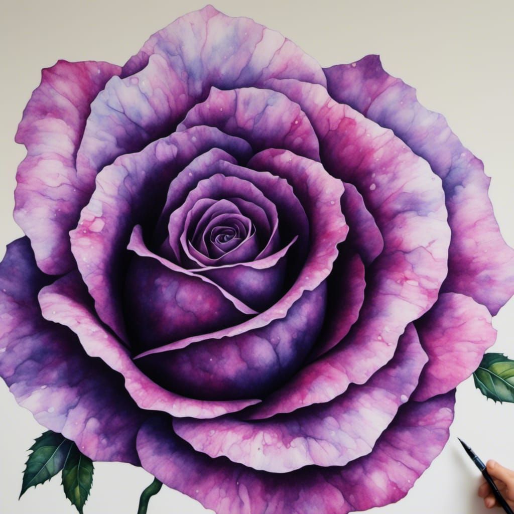 Abstract Purple Swirl in Watercolor, Surreal Style