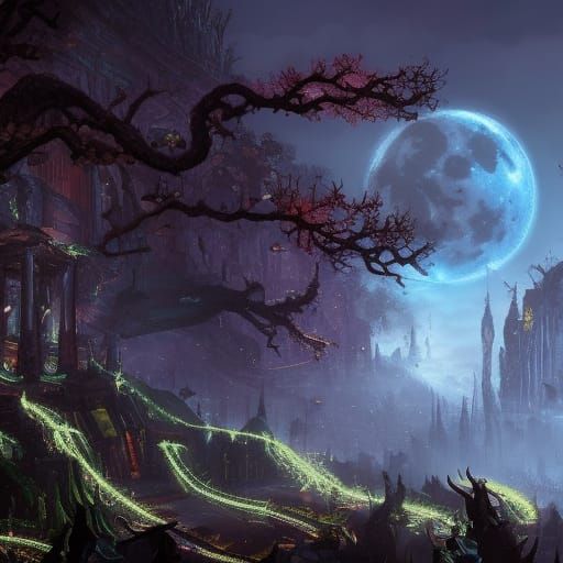 Chaos Tamed by Moonlight: Detailed Matte Painting