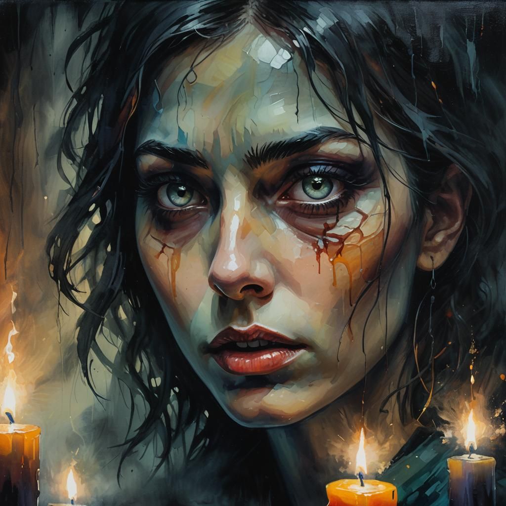 Eerie Dystopian Face in Surreal Fauvist Style