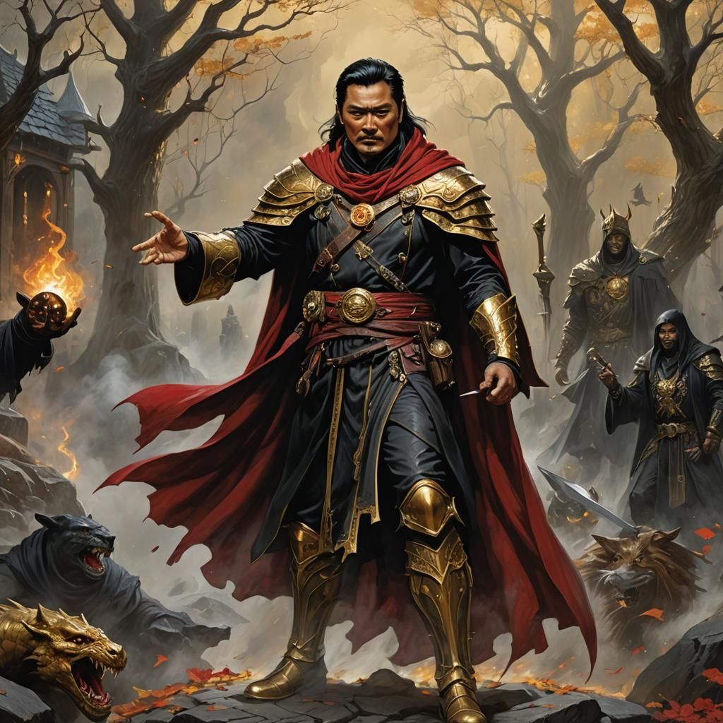 Sorcerer Conjuring Spell in Simon Bisley Style