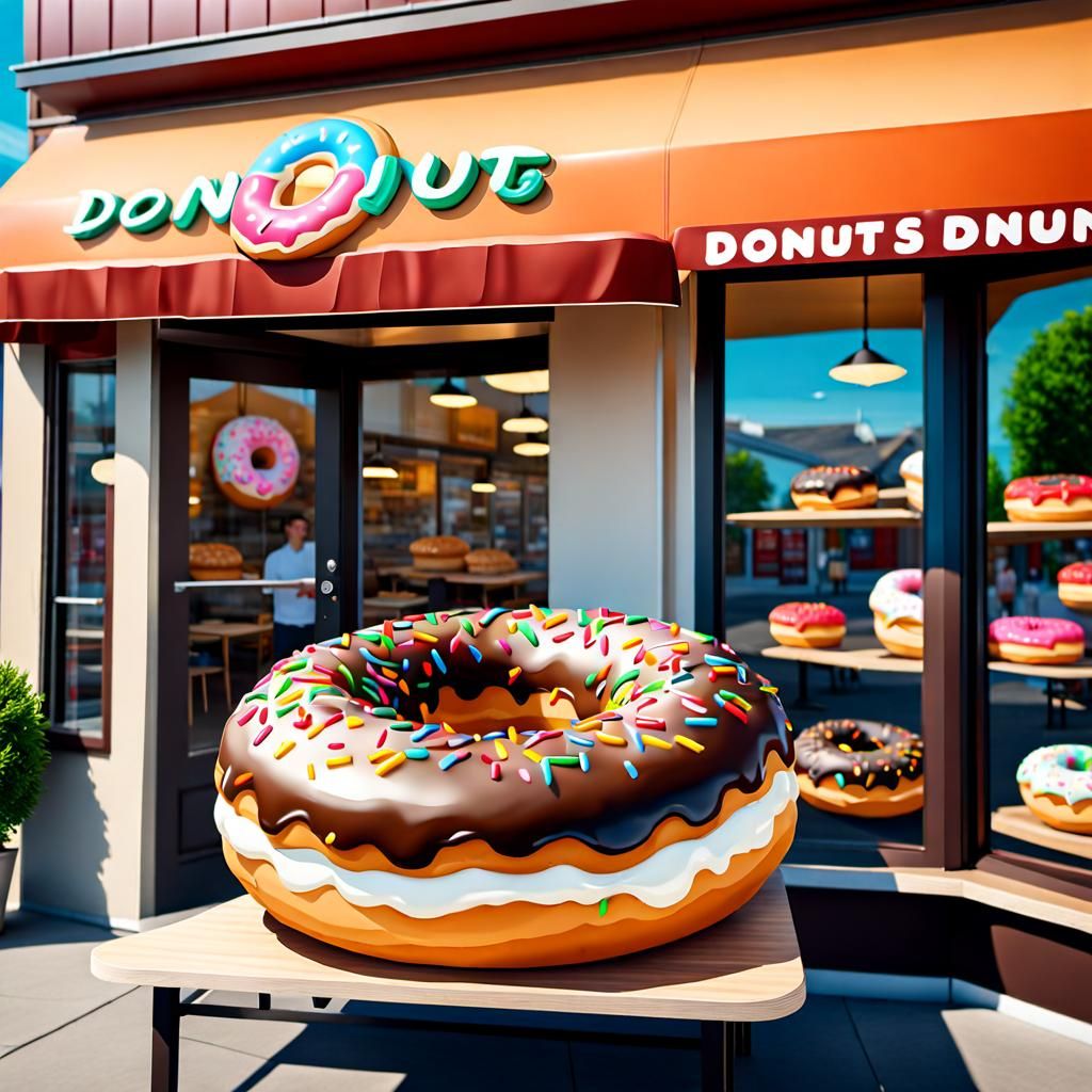 Smiling Donut Greets Customers: Airbrush Art