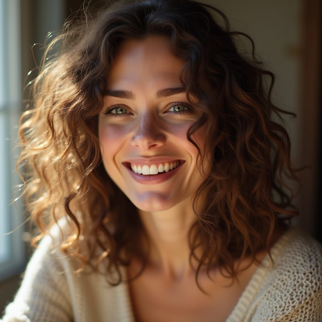 Portal of a smiling woman