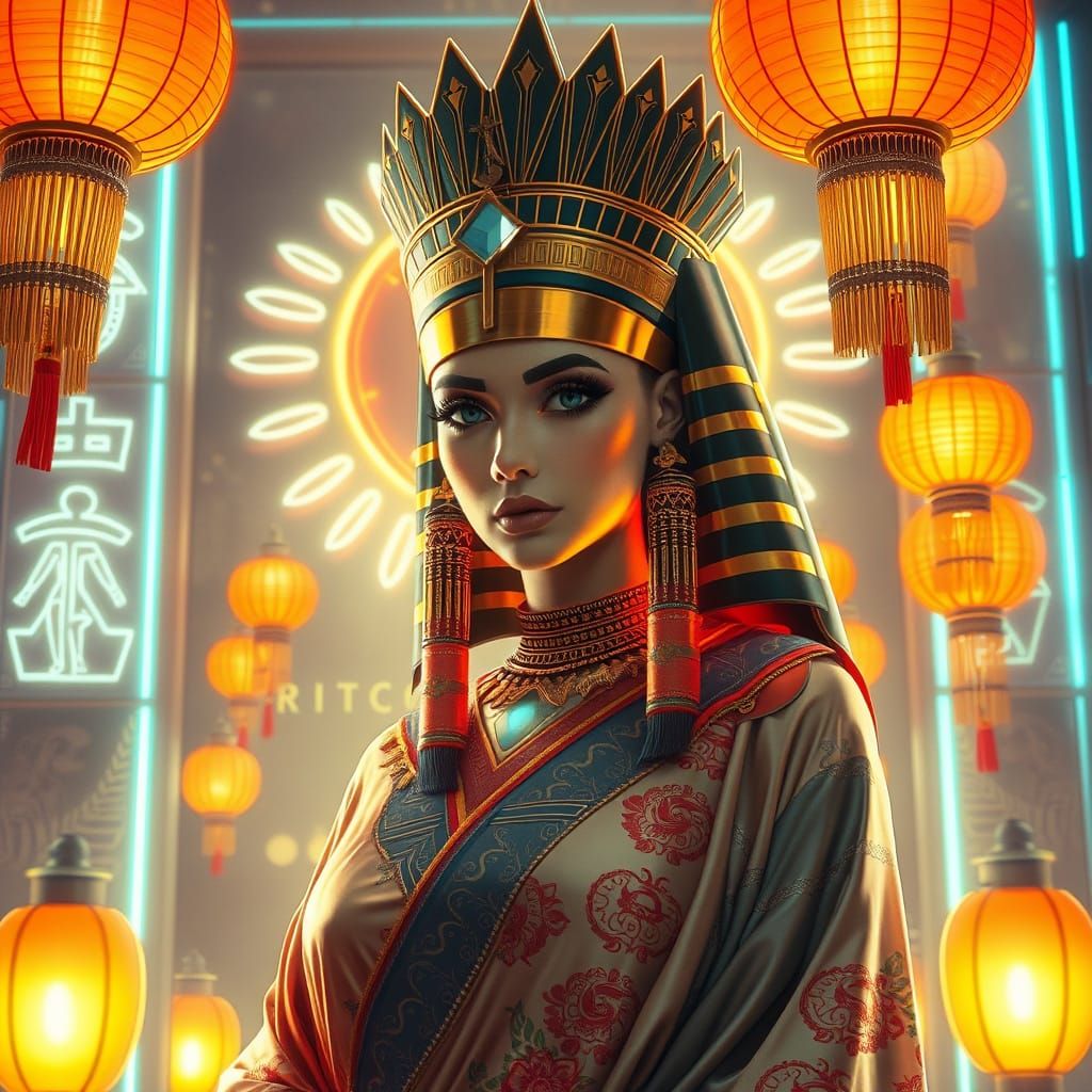 Egyptian Princess in Cyberpunk Ming Dynasty Style