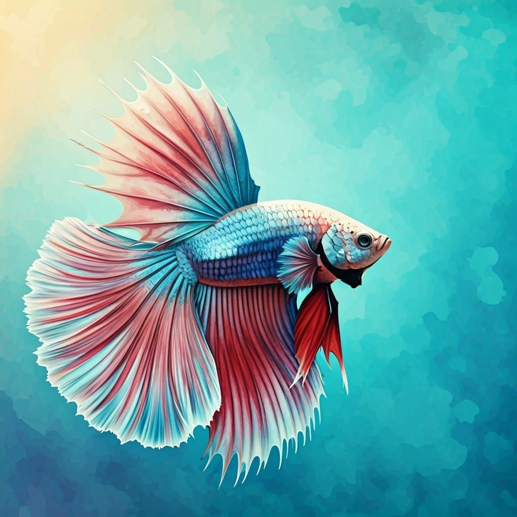 Majestic Betta Fish in Watercolour Style