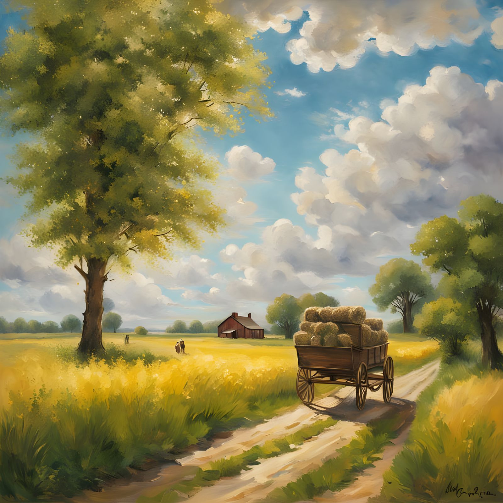 Picturesque Farm Wagon on a Sunny Summer Day