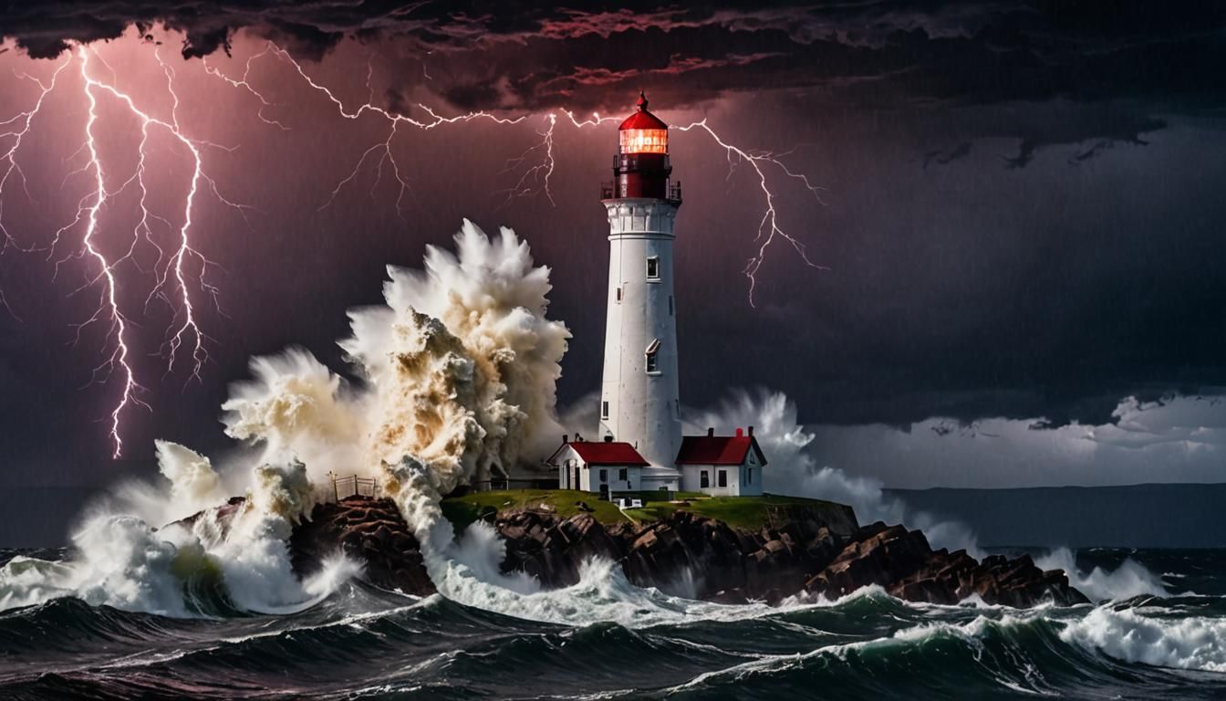 Lighthouse Stands Resilient During Massive Storm