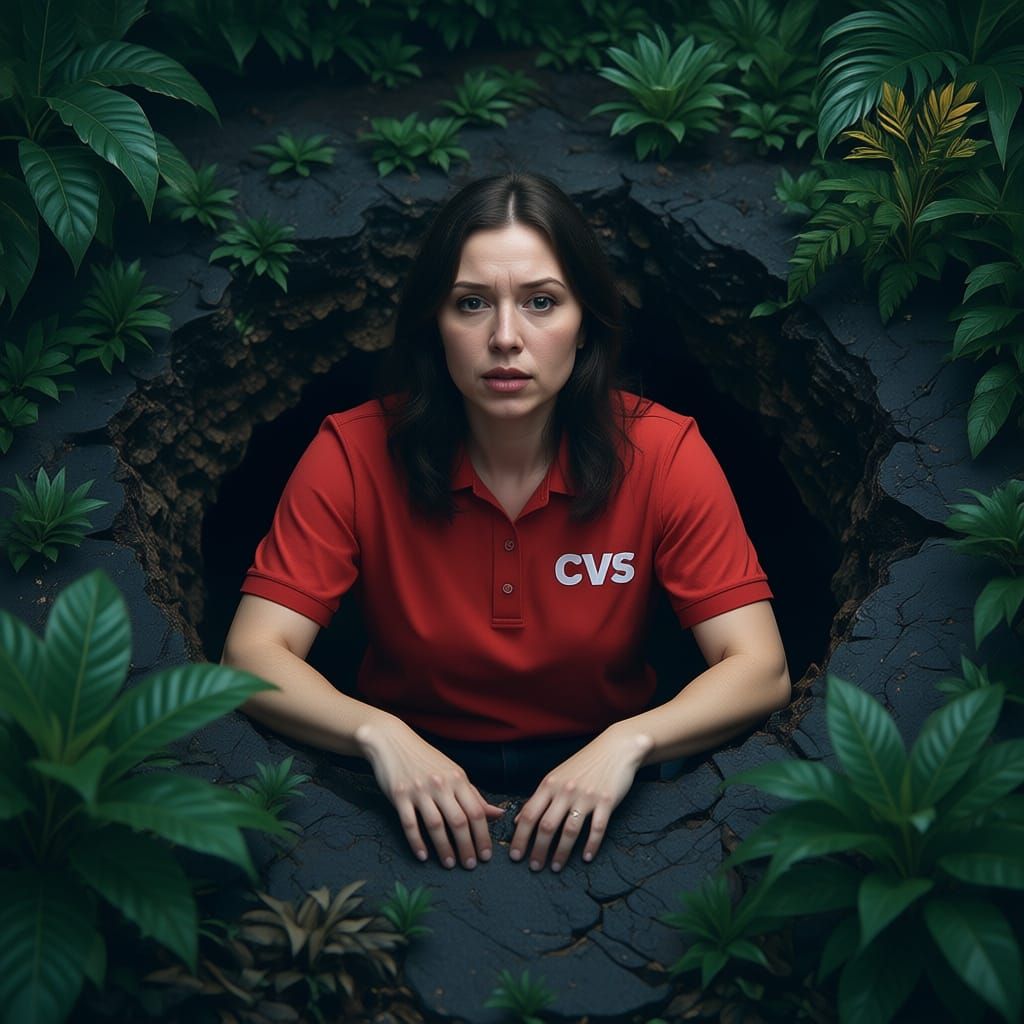 CVS Employee Enters Fantasy Hole, Matte Painting Style