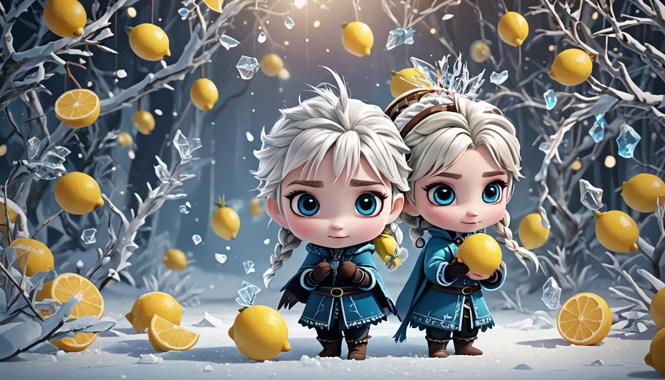Chibi Frozen Eats Lemon: Cel-Shaded Anime Art