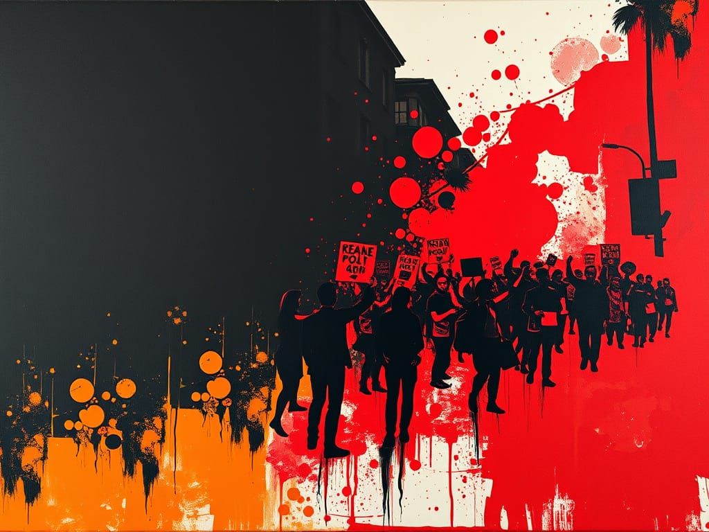 Vibrant Expressionist Protest Scene