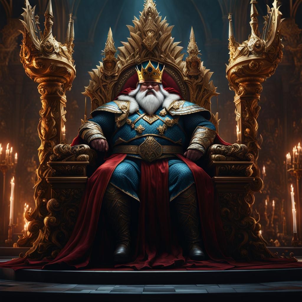 Fantasy Painting of Angry King on Throne