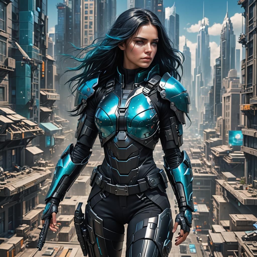 Sci-Fi Woman in High Tech Armor, Digital Art