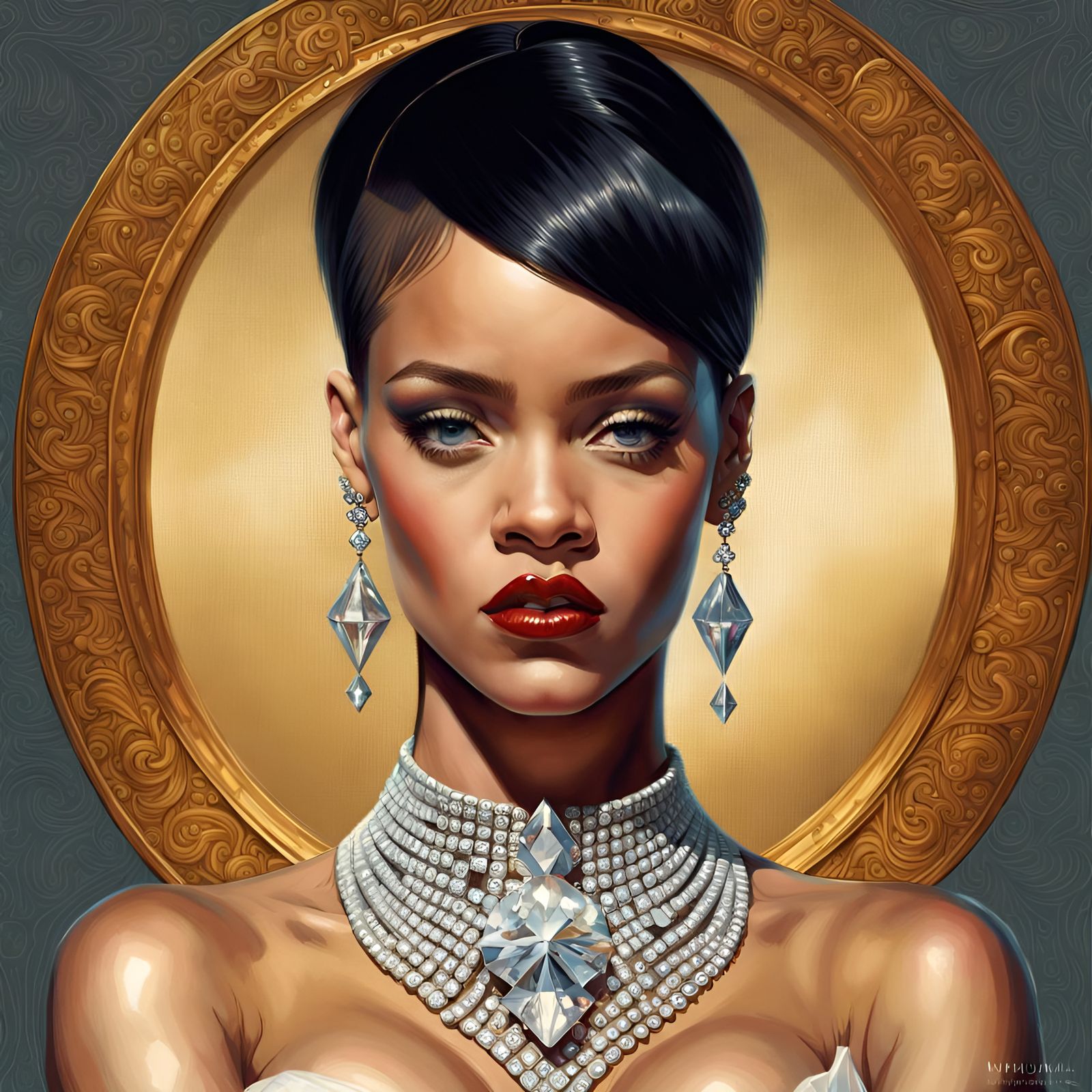 Diamond-Adorned Woman: A Hyperrealistic Portrait