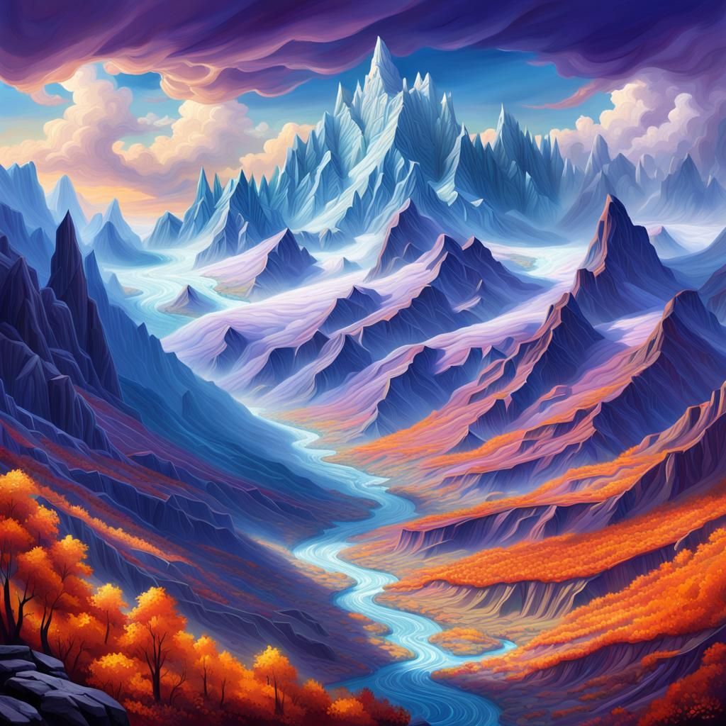 Breathtaking Crystalline Fantasy World in Hyperrealism