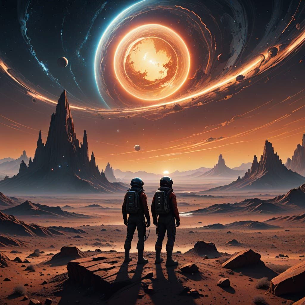 Cosmic Explorers on Desolate Planet