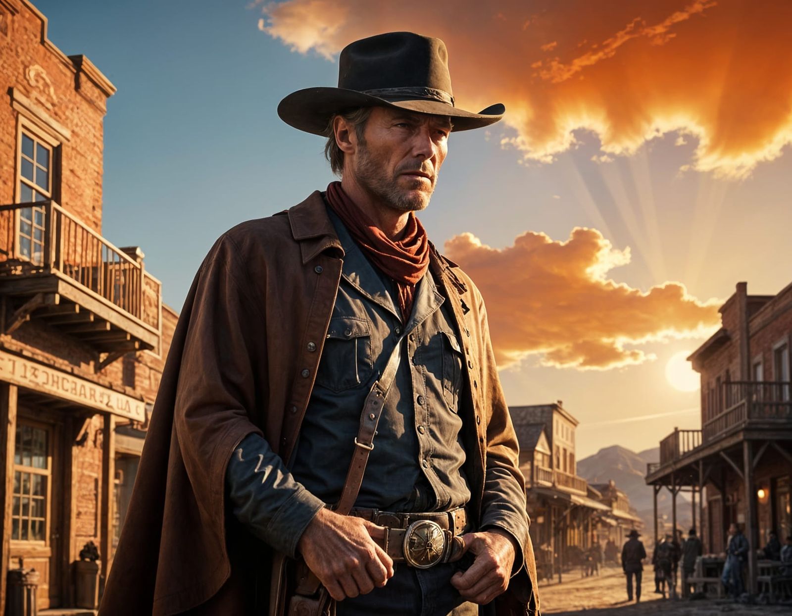 Clint Eastwood as an iconic Spaghetti Western gunslinger