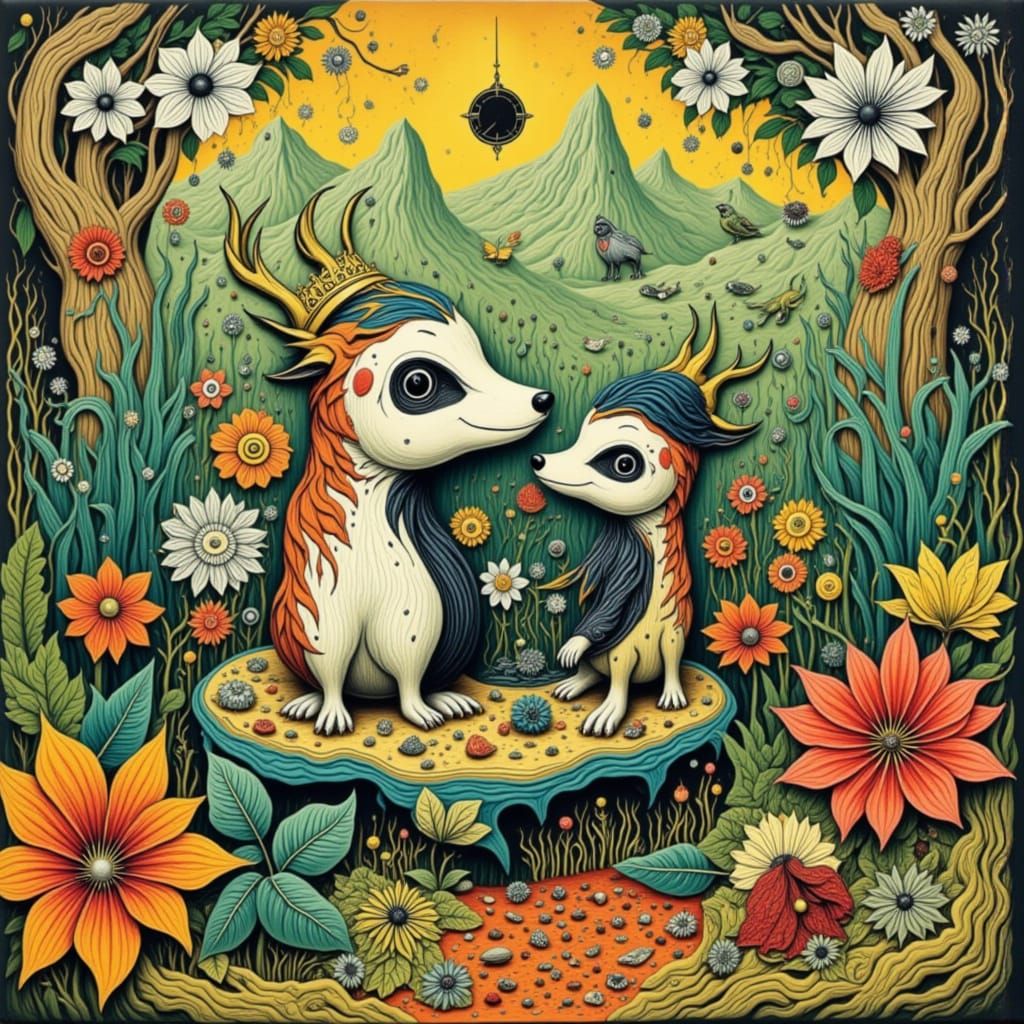 Abstract Woodcut Style Art with Kinetic Soul Elements