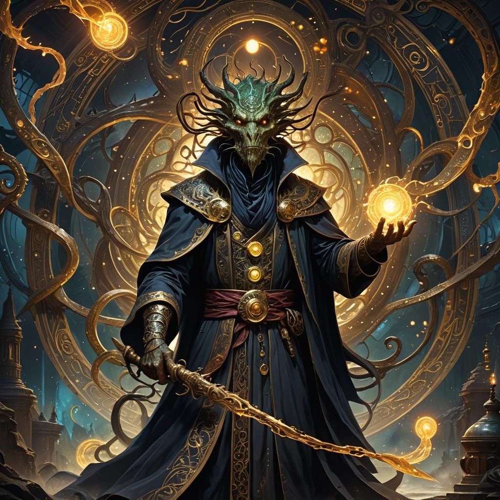 Eldritch Lizard Wizard of Cosmic Swirls