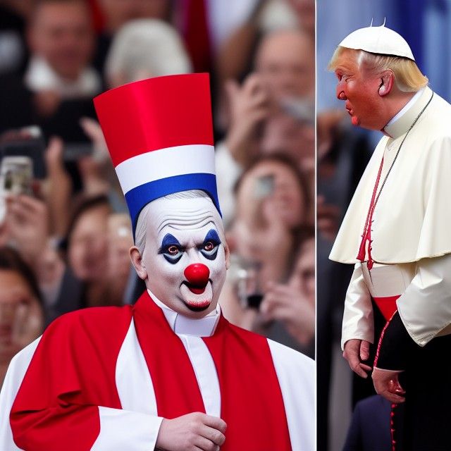 Donald Trump and Pope as Clowns