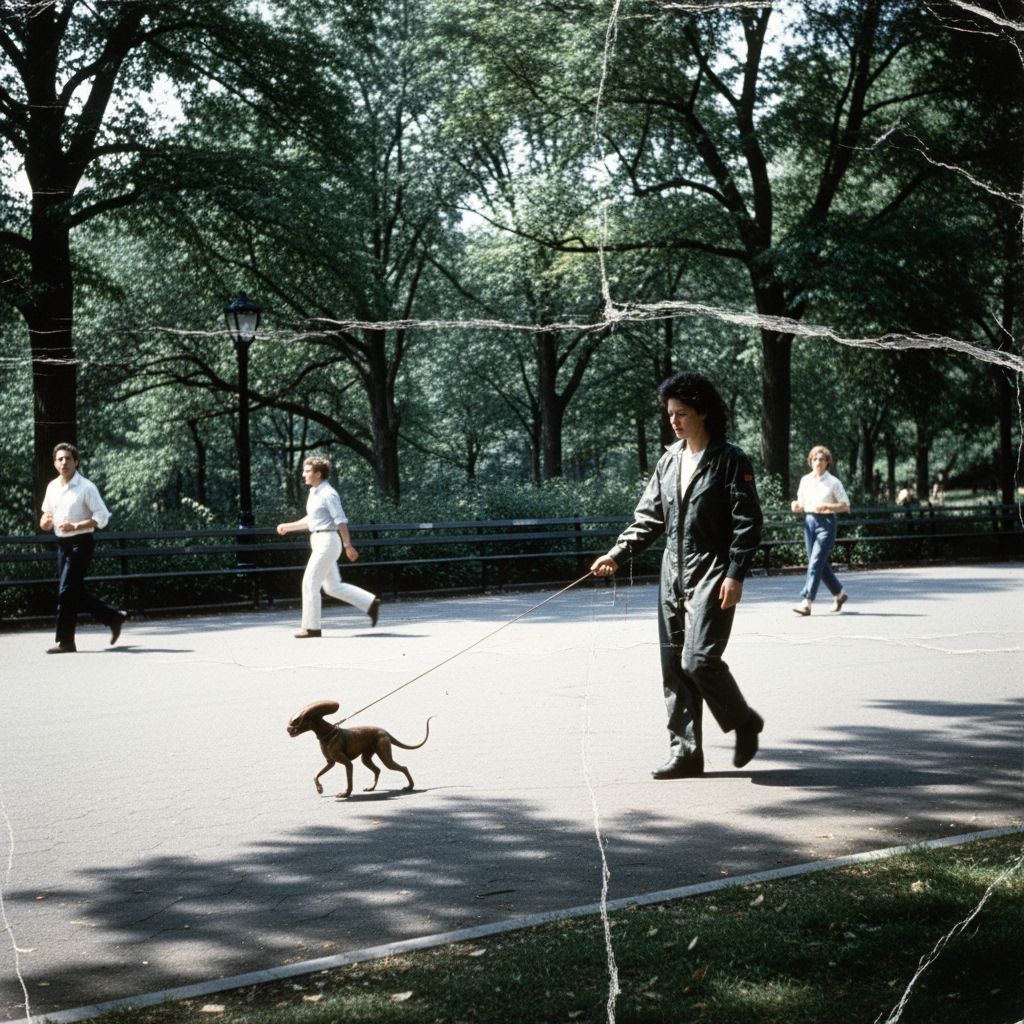 Alien and Ripley in Central Park, 1980s Photo Style