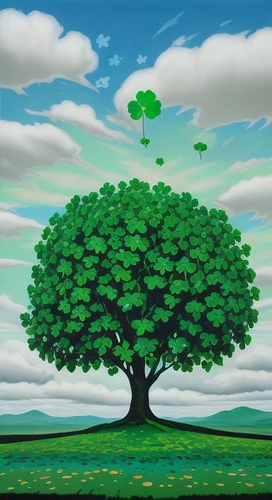 Surreal Irish Landscape in Magritte Graffiti Style