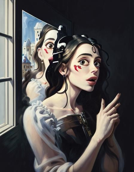 Sorrowful Woman Screaming, Cubist Illustration