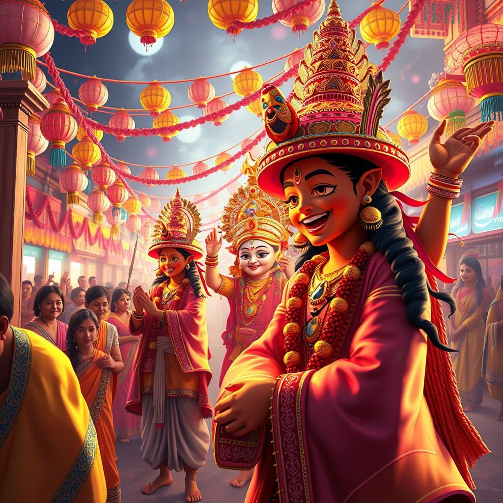 Joyful Janmashtami Festival in 3D Anime Style