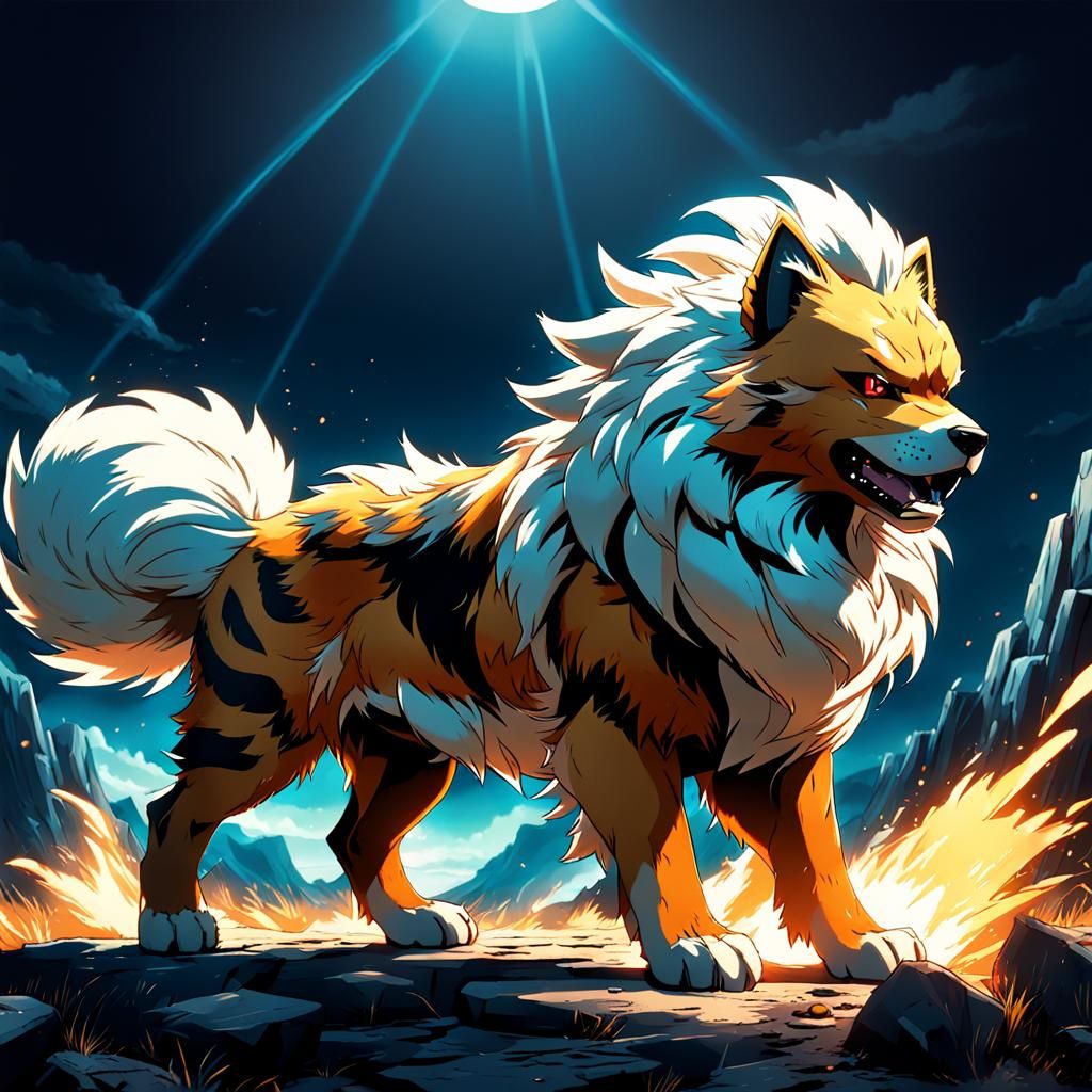 Anime K-9 Arcanine in Cel-Shaded Style