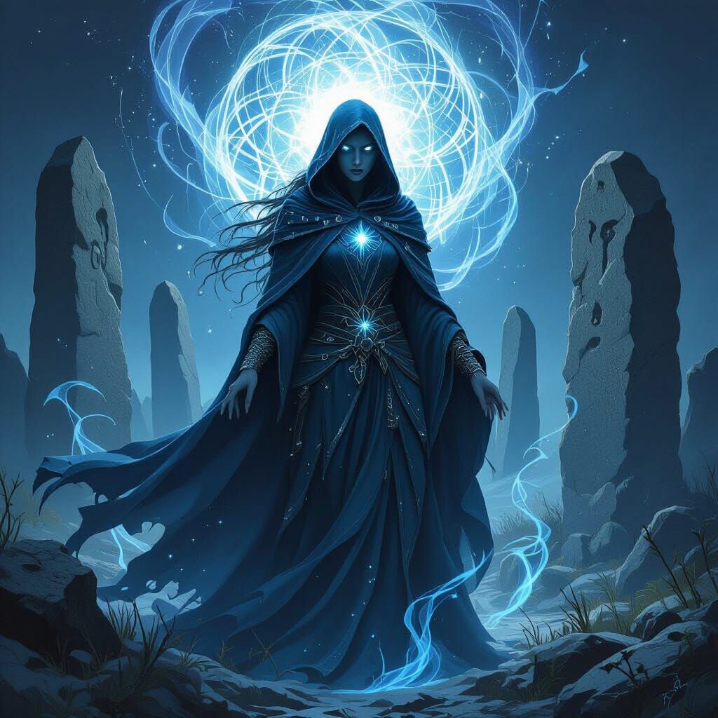 Spectral Druidess in Dark Fantasy Style