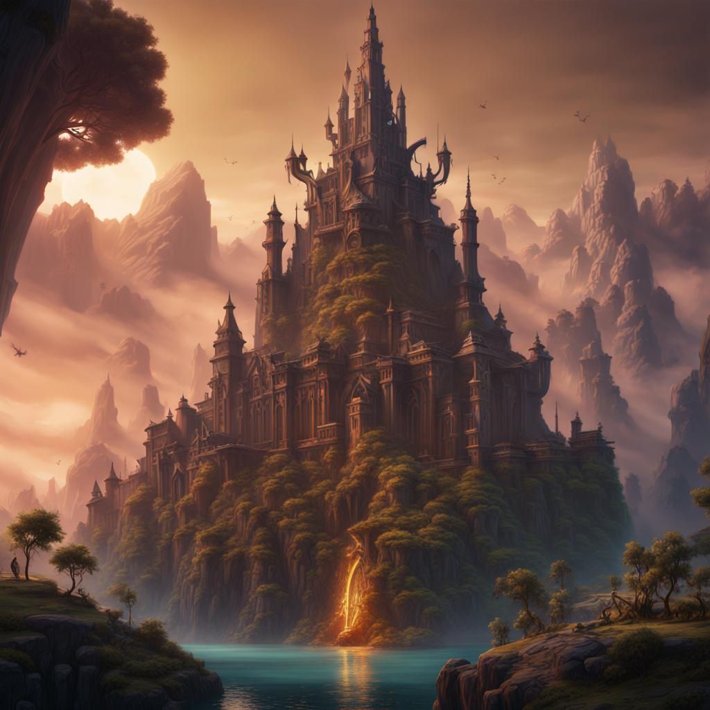 Fantastical Detailed Matte Painting in Deep Color