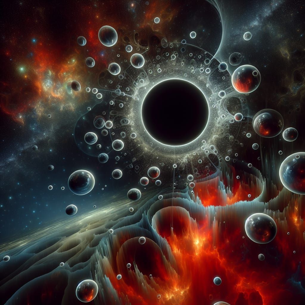Cosmic Black Hole Encased in Orbs: Digital Art