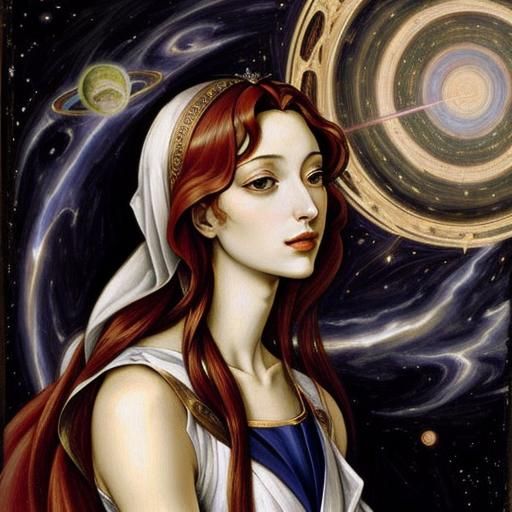 Cosmic Celestial Scene in Renaissance Style