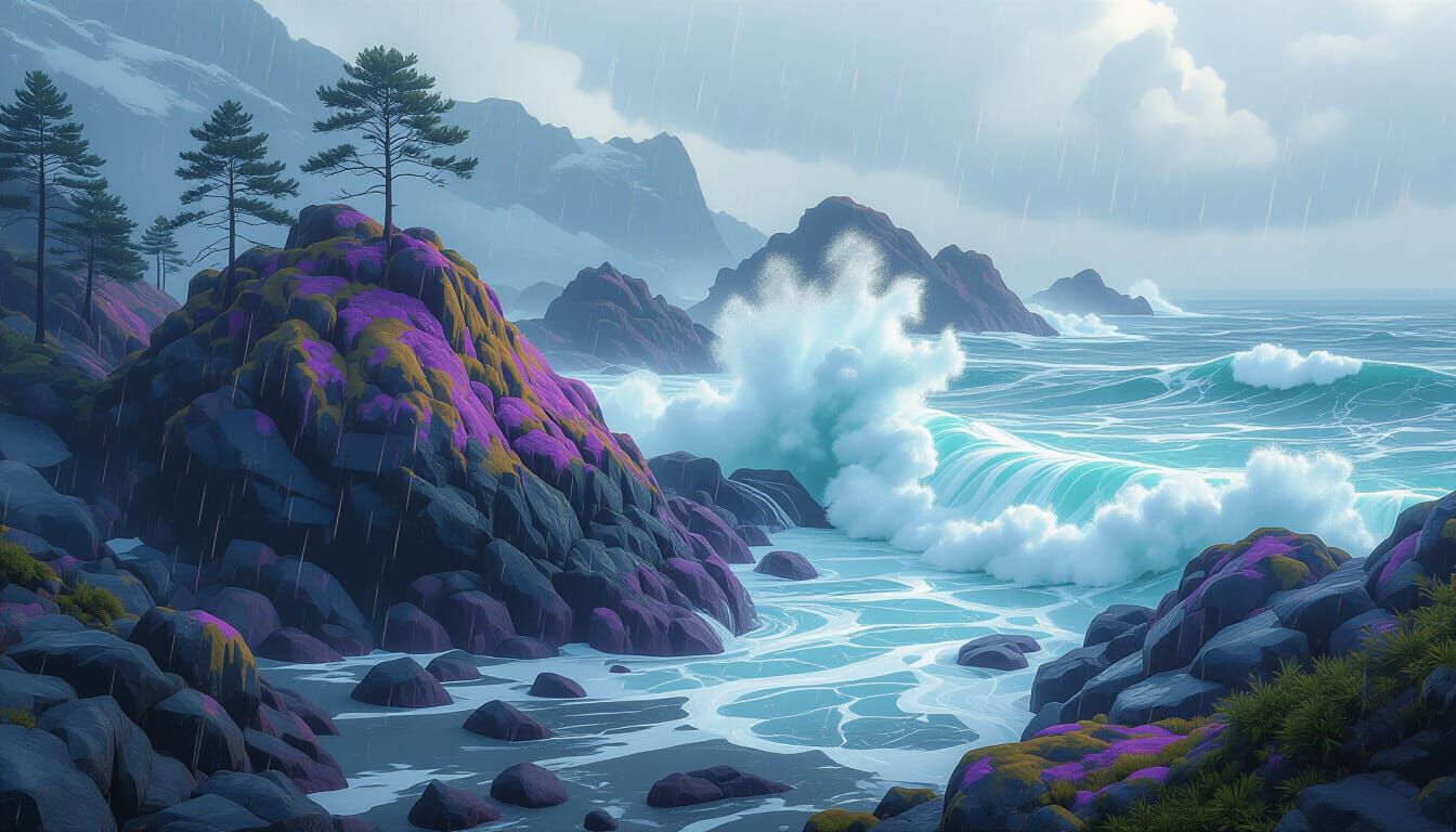 Turbulent Coastline in Futuristic 3D Render