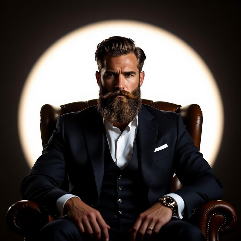 Backlit Silhouette of Bearded Man in Dramatic Lighting