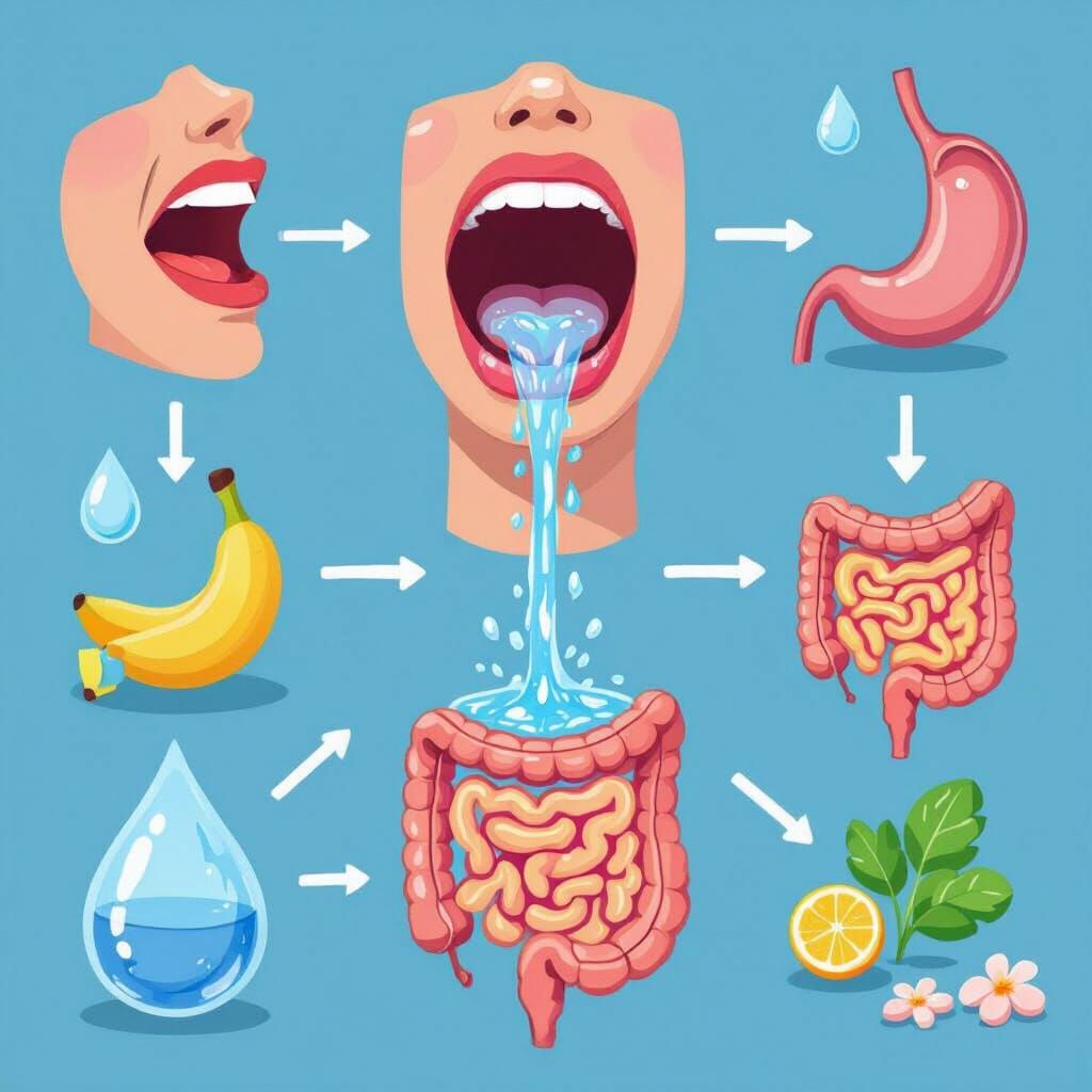 Animated Journey of Water Through Human Digestive System