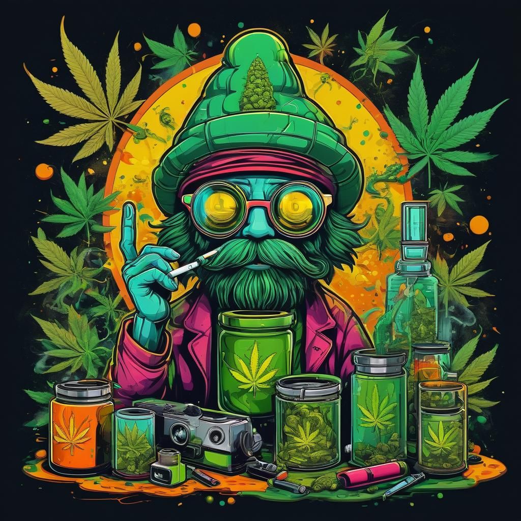 Cartoon Marijuana Stoner in Pop Art Style