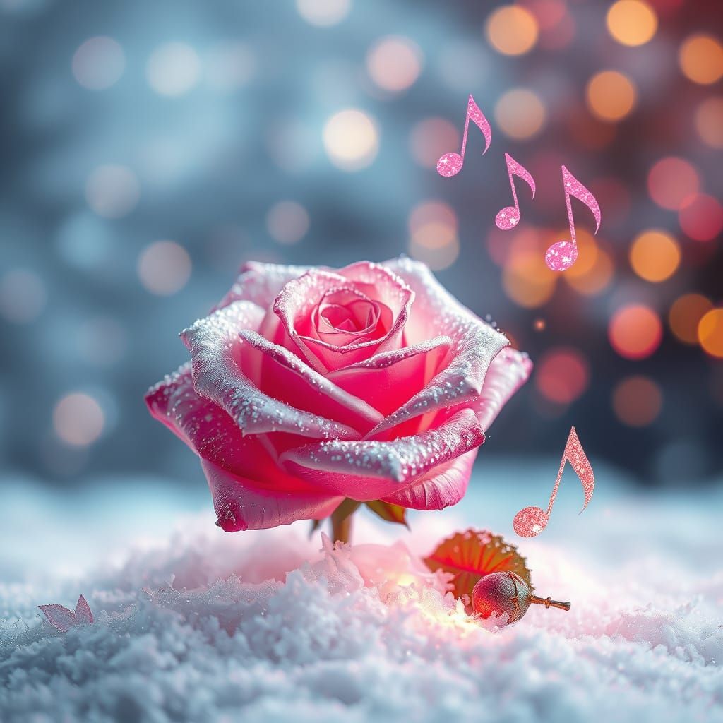 Winter Wonderland Glitter Rose in Neon Dreamscape