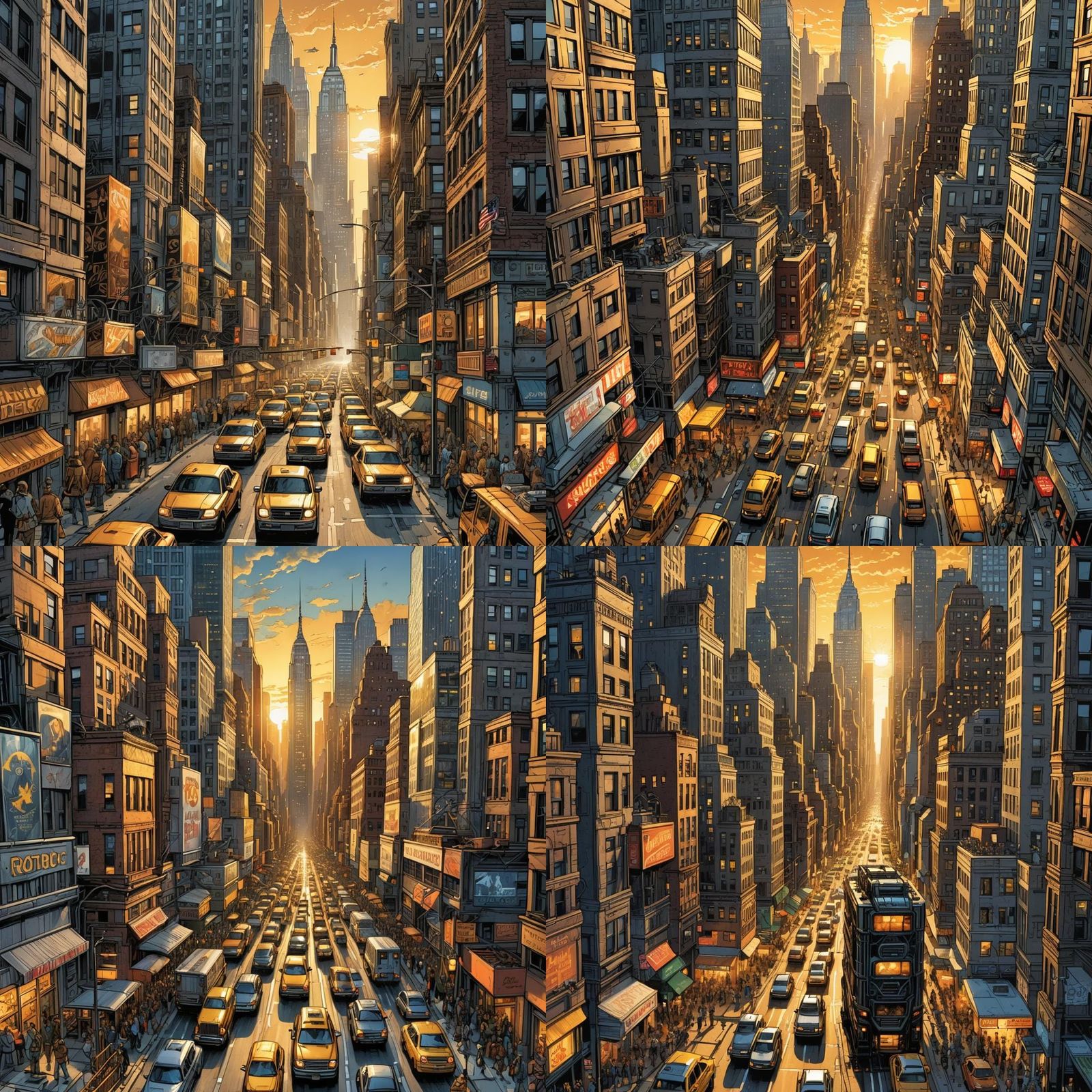 Robotics Scientist in NYC Dawn, Comic Book Art