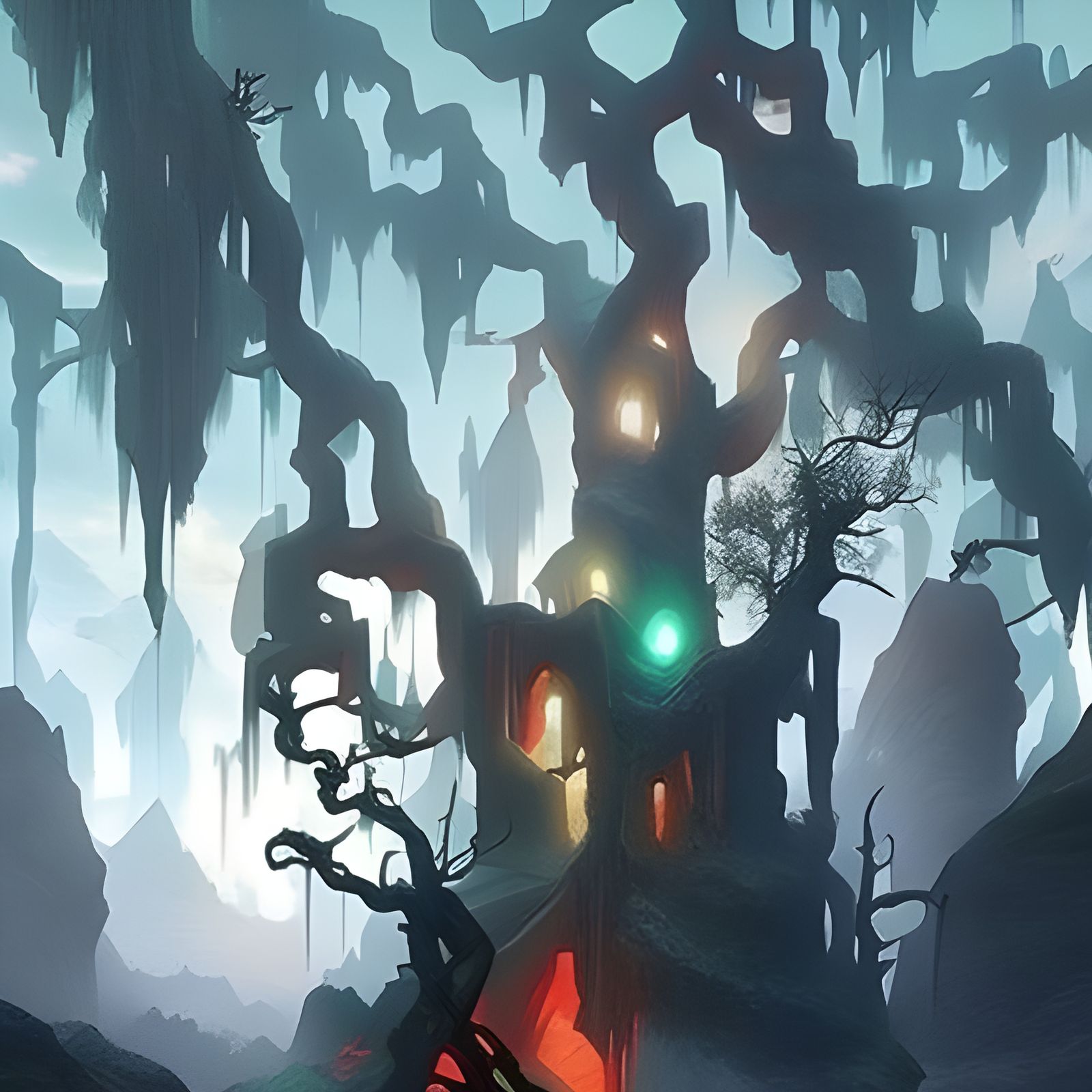Apocalyptic Yggdrasil Splintering in Digital Fantasy Paintin...
