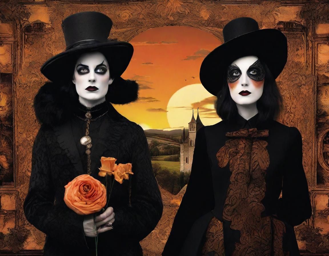 Steampunk Juggernaut Couple in Glitchcore Landscape